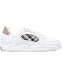 Burberry - Leather And Check Terrace Sneakers - Lyst