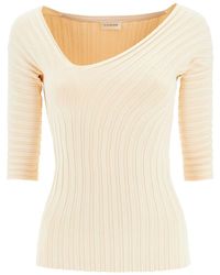 By Malene Birger - 'ivena' Ribbed Top With Asymmetrical Neckline - Lyst