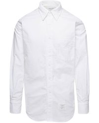 Thom Browne - Shirt With Pointed Collar And Logo Patch - Lyst
