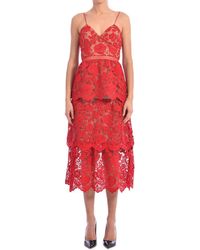 red floral lattice lace dress