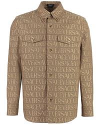 Versace - Jacquard Fabric Overshirt With Logo - Lyst