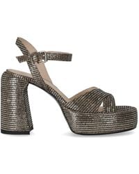 Elena Iachi - Lexy Black Gold Heeled Sandal - Lyst