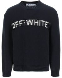 Off-White c/o Virgil Abloh Jacquard Logo Sweater - Blue