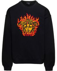 Versace - Crewneck Sweatshirt With Medusa Print - Lyst