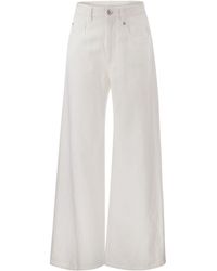 Brunello Cucinelli - Relaxed Trousers In Garment-dyed Cotton-linen Cover-up - Lyst