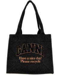 Ganni - 'Large Easy Shopper Denim' Shopping Bag - Lyst