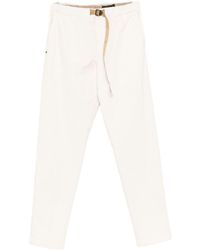 White Sand - Cream-colored Stretch Cotton Trousers - Lyst