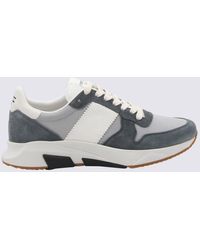 Tom Ford - Sivler And Petrol Blue Leather Jaga Sneakers - Lyst