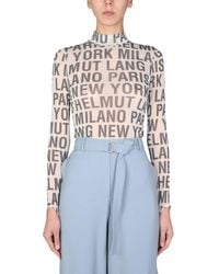 Helmut Lang T-shirt With All Over Logo - Multicolor