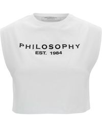 Philosophy Di Lorenzo Serafini - Crop T-Shirt With Front And Rear Logo Print - Lyst
