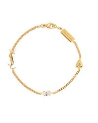 Saint Laurent - Metal And Rhinestone Cassandre Heart Charm Bracelet Accessories - Lyst