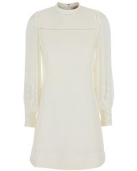 Twinset - Dress With Logo Plaque On The Back And Openwork Detail On The Cuffs - Lyst