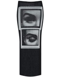 Jean Paul Gaultier - Re-Edition Mesh Long Skirt Printed "Eyes And Lips" - Lyst