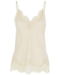 Gold Hawk - 'coco' White Camie Top With Tonal Lace Trim In Silk Woman - Lyst