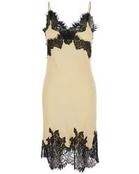 Gold Hawk - 'eva' White Sleeveless Midi Dress With Lace Details In Silk Woman - Lyst