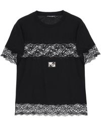 Dolce & Gabbana - T-shirt With Lace Inserts - Lyst