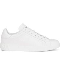 Dolce & Gabbana - Portofino Logo-embossed Leather Low-top Trainers - Lyst