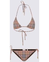 Burberry - Archive Beige Ip Check Bikini Beachwear - Lyst