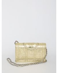 Tory Burch - Fleming Soft Metallic Square Quilt Chain Wallet Bag - Lyst