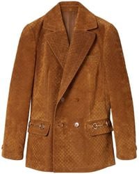 Gucci - Suede Leather Double-Breasted Jacket - Lyst