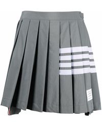 Thom Browne 4-bar Stripe Pleated Skirt - Grey