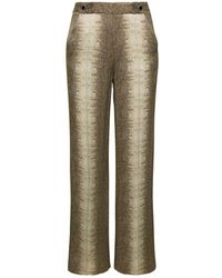 Twin Set - Beige High-waisted Pants With Animalier Print In Viscose Woman - Lyst