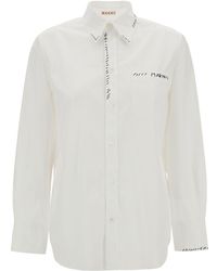 Marni - Oversized White Shirt With Contrasting Logo Print In Cotton Woman - Lyst