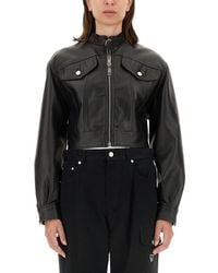 Moschino Peace Symbol Biker Jacket in Blue | Lyst