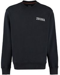 Zegna - Logo Detail Cotton Sweatshirt - Lyst