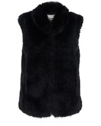 Apparis - 'laila' Black Sleeveless Fur Jacket With Front Concealed Closure In Ecofur Woman - Lyst