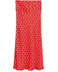 Marine Serre - Crescent Moon-Print Satin Midi Skirt - Lyst