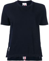 Thom Browne - Rwb Stripe Relaxed Piqué T-shirt - Lyst