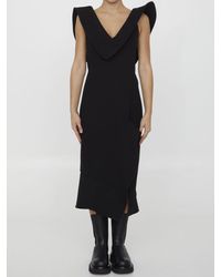 Bottega Veneta - Structured Cotton Midi Dress - Lyst