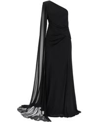 Roland Mouret Asymmetric Evening Gown In Stretch Silk - Black