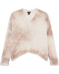 Avant Toi - Marble Effect Brushed Cashmere And Silk V Neck Oversized Pullover - Lyst