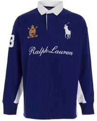 Polo Ralph Lauren - 'Rugby Fit' Polo Shirt With Maxi Horse Embroidery On The Front And Lettering Logo - Lyst