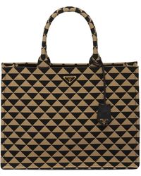 Prada - Jacquard Triangle Shopping Bags - Lyst