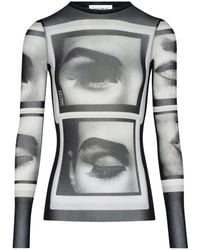 Jean Paul Gaultier - Re-Edition Mesh Longsleeve Top Printed "Eyes And Lips" - Lyst