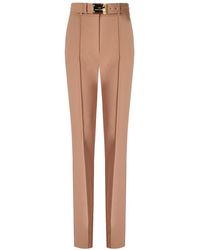 Elisabetta Franchi - Nude Trousers With Belt - Lyst