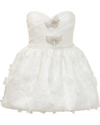 Self-Portrait - Organza Mini Dress With Bow - Lyst