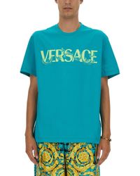 Versace - T-Shirt With Baroque Logo - Lyst