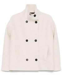 Harris Wharf London - Double-Breasted Wool Short Coat - Lyst