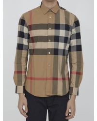 Burberry Exaggerated Check Oversized Shirt in Natural for Men | Lyst