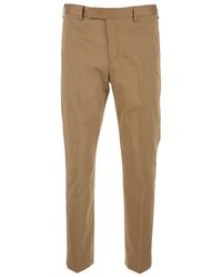 PT Torino - Beige Trousers With Belt Loops And Back Welt Pockets In Cotton Man - Lyst