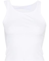 MM6 by Maison Martin Margiela - Ribbed Cotton Cut-Out Tank Top - Lyst