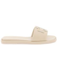Tory Burch - Double T Leather Slides - Lyst