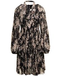 Zimmermann - Black Floral-printed Pleated Sunray Mini Dress In Chiffon Woman - Lyst