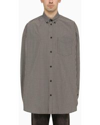 Balenciaga - Black And White Checked Oversize Shirt With Logo - Lyst