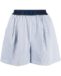 Marni - Striped Shorts With Logo Belt - Lyst