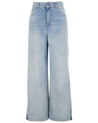 Chloé - Light Jeans With High Waist And Logo Patch On The Rear - Lyst